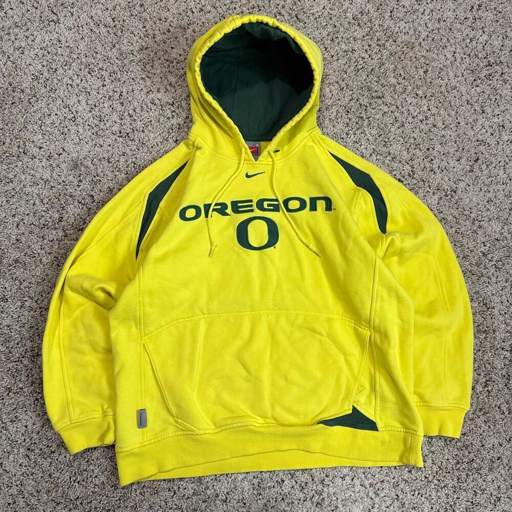 Nike Men's Yellow and Green Hoodie